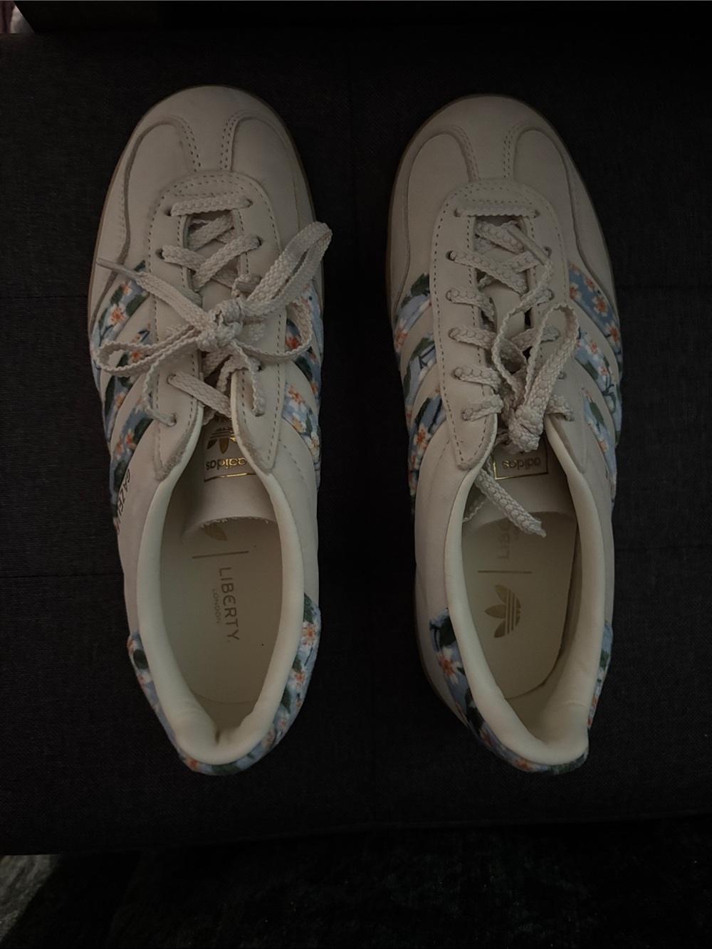 adidas womens Neutral Floral-Trim Sneakers